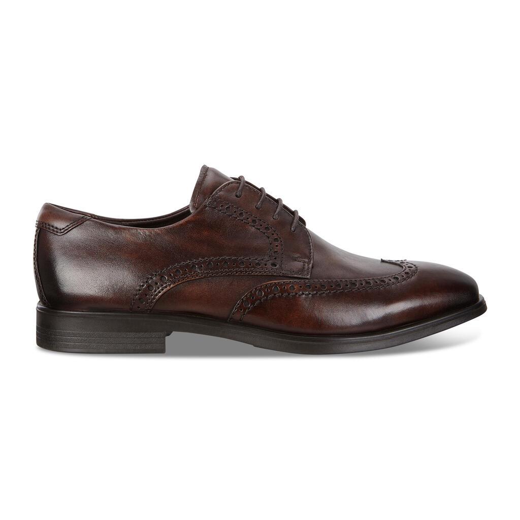 Ecco Melbourne Wingtip Tie Mens Derby Shoes Brown Outlet - India ITE-302956